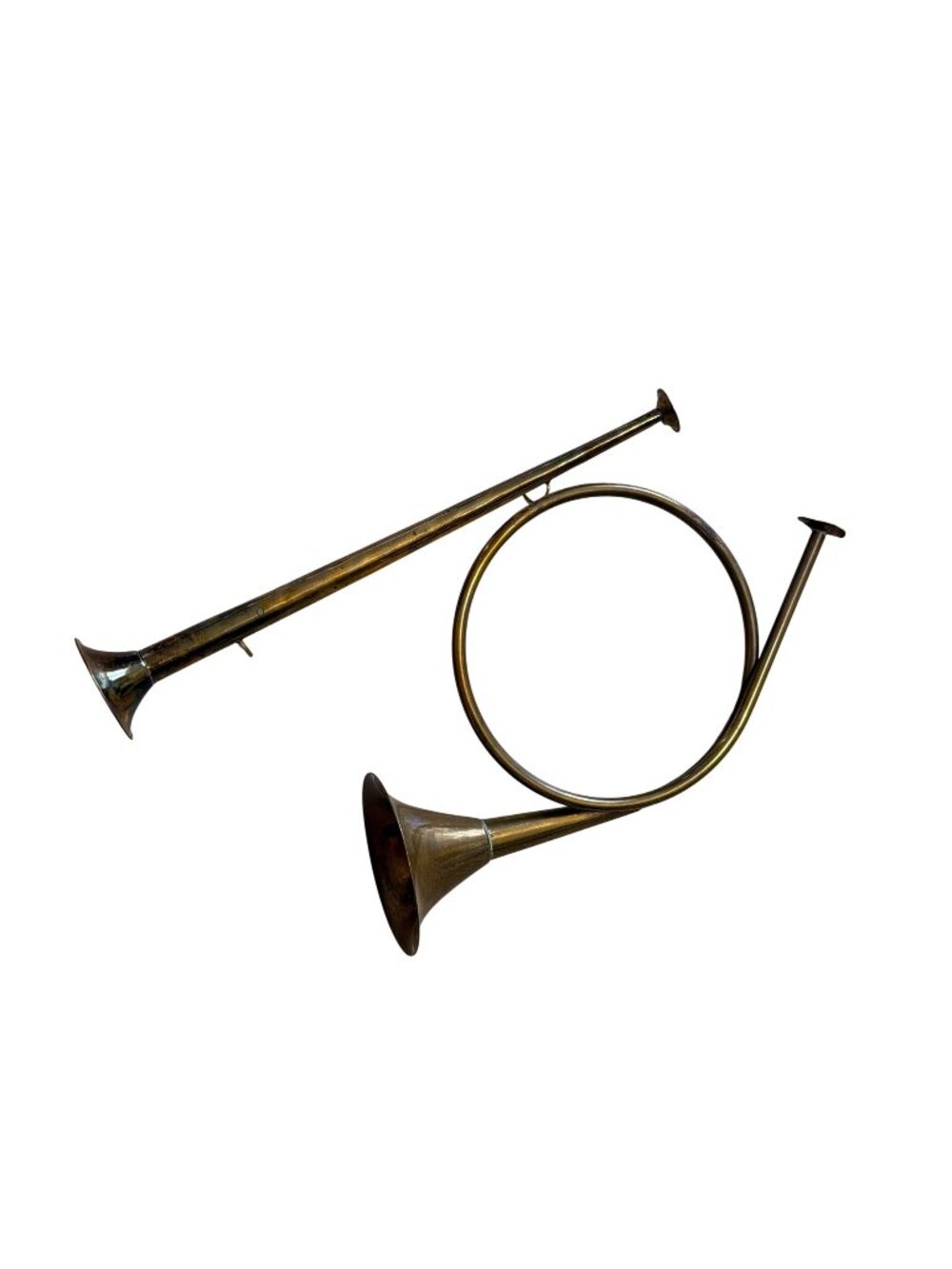 Vintage Brass Horn‎ Decor Pair French Horn Straight Horn Mid Century Wall Art
